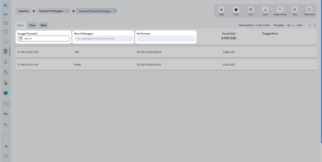 Menambahkan DP (down payment / uang muka) Pada Pesanan Pelanggan Melalui Laporan Pesanan